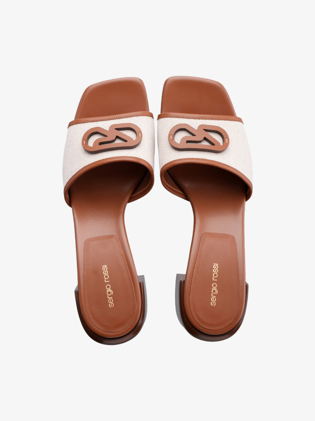 SERGIO ROSSI Papuče B15340MFL432130/PL26 Sabot-55 NATURALE-CARAMEL — foto 4