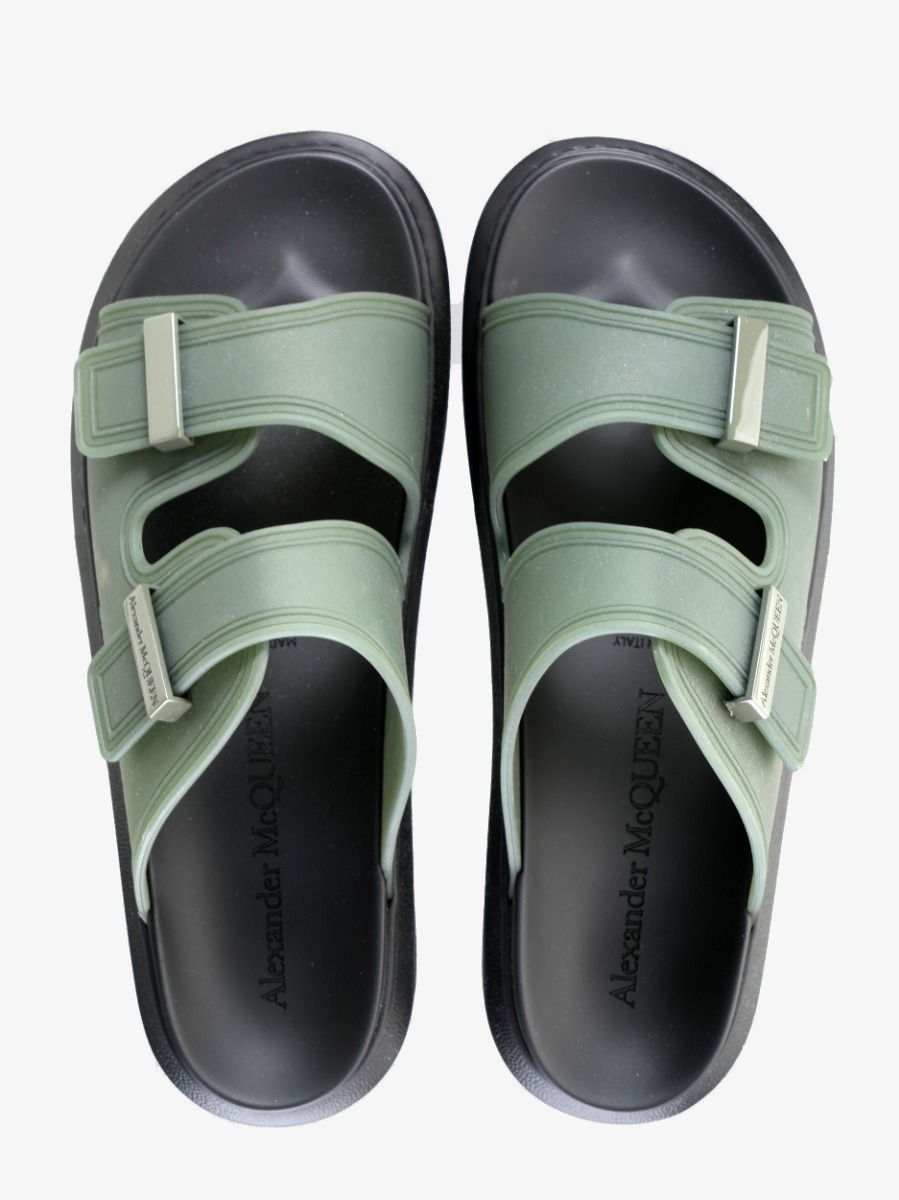 ALEXANDER MCQUEEN Papuče 663563/pl24  Khaki — foto 4