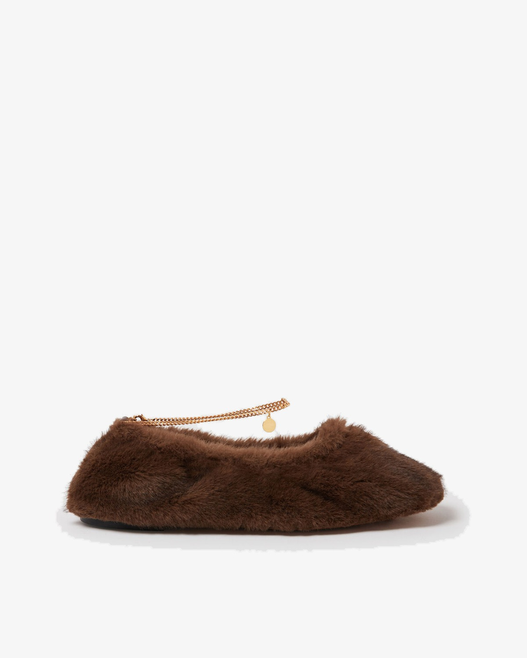 STELLA MCCARTNEY Cipele 810659E00341 Ballerina Fff Mink Plush Fabric W/ Chain Detail COFFEE/JZ26 — foto 3