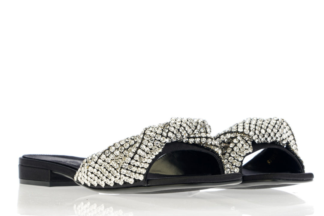 SERGIO ROSSI Papuče B01510/23 NERO/CRYSTAL — foto 2