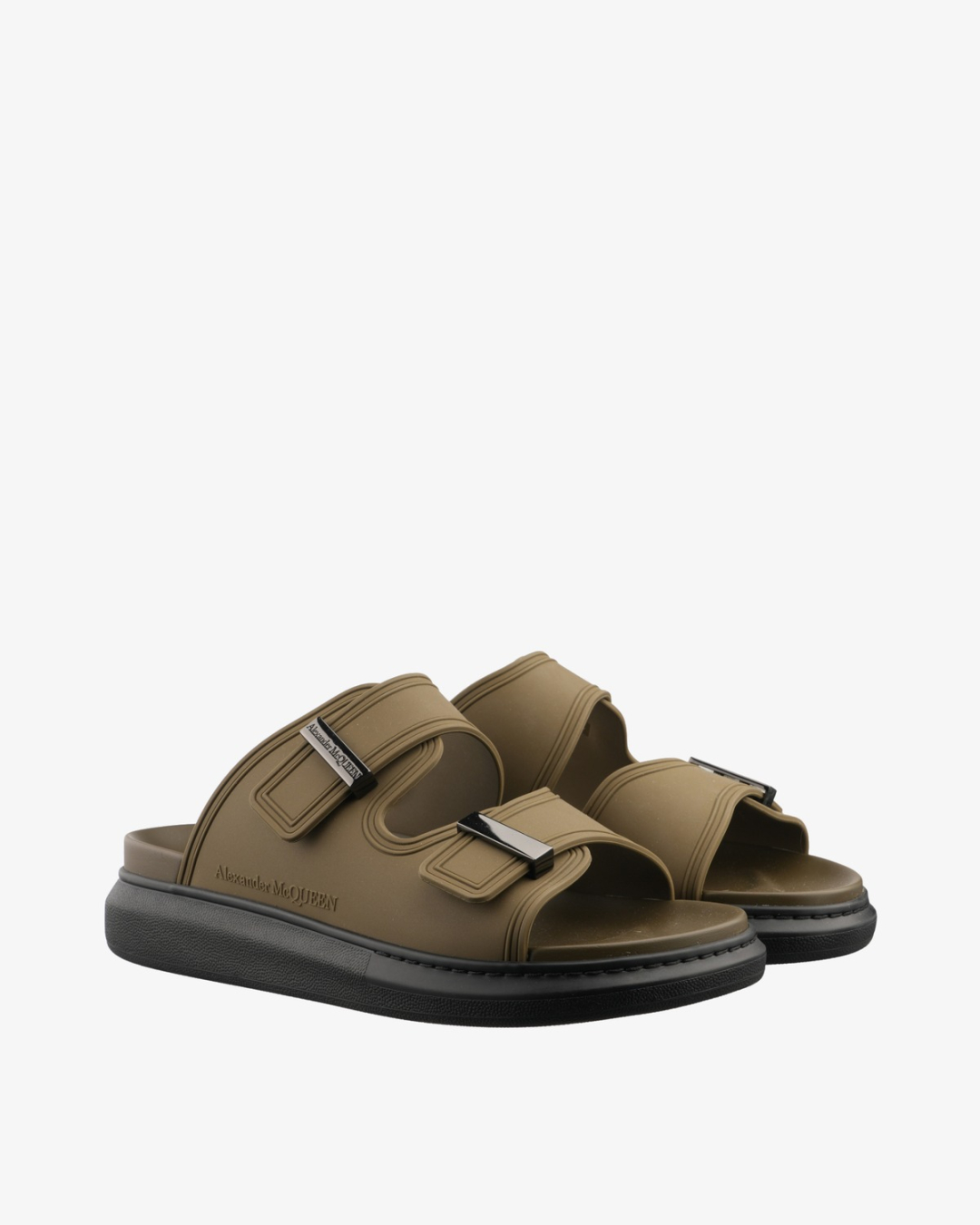 ALEXANDER MCQUEEN Papuče 663563/PL25 PEWTER/BLACK — foto 2