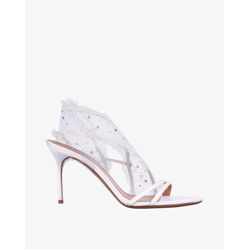 GEDEBE Sandale BELLA SANDAL 80 (LACE + CRYSTAL)/PL26 WHITE + CRYSTAL