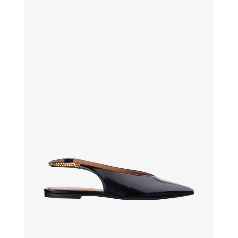 STELLA MCCARTNEY Sandale 810680E00295/PL26 Falabella Flat Slingback Brushed Shiny Mat W/Chain Deta