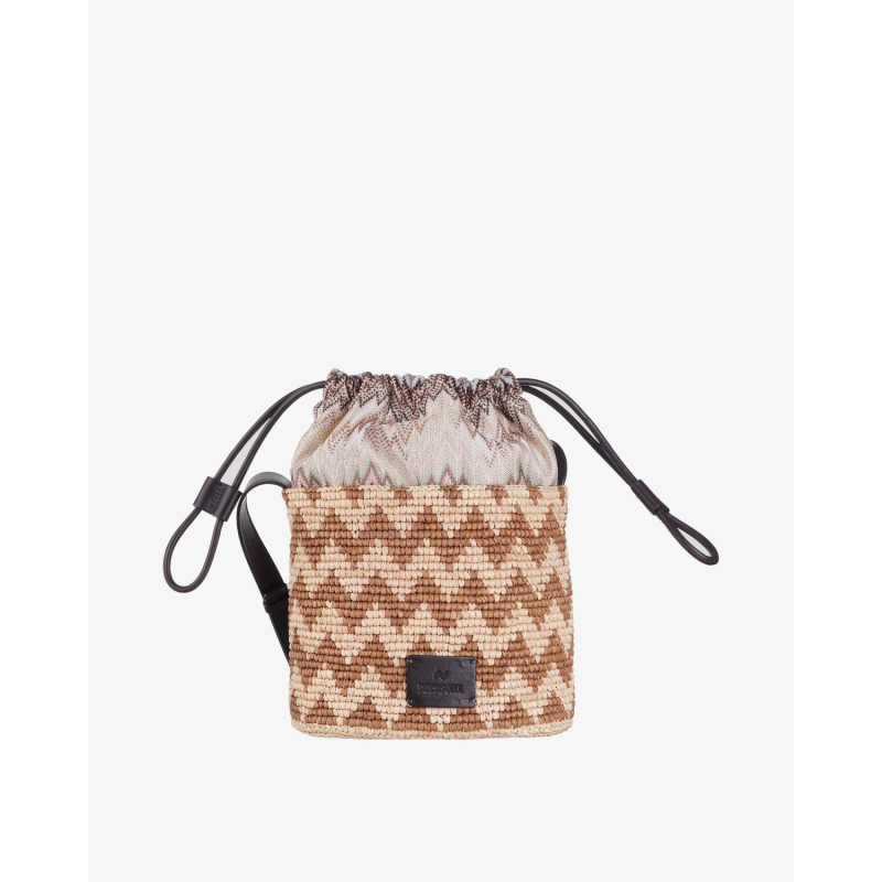 MISSONI Torba MI10066R_105/PL26 SMALL BUCKET) RAFFIA NATURAL / RASCHEL SNAKE  BEI