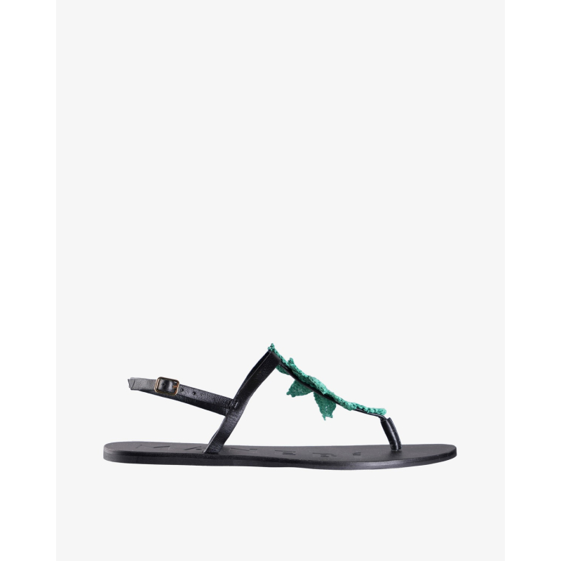 MANEBI Sandale X 3.7 Y0/PL26 black with emerald palm thongs
