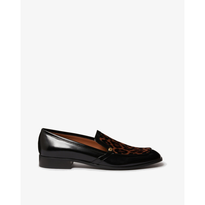 STELLA MCCARTNEY Cipele 810661E00312 Loafer Brushed Mat & Leopard Printed Velvet BLACK/LEOPARD/JZ26