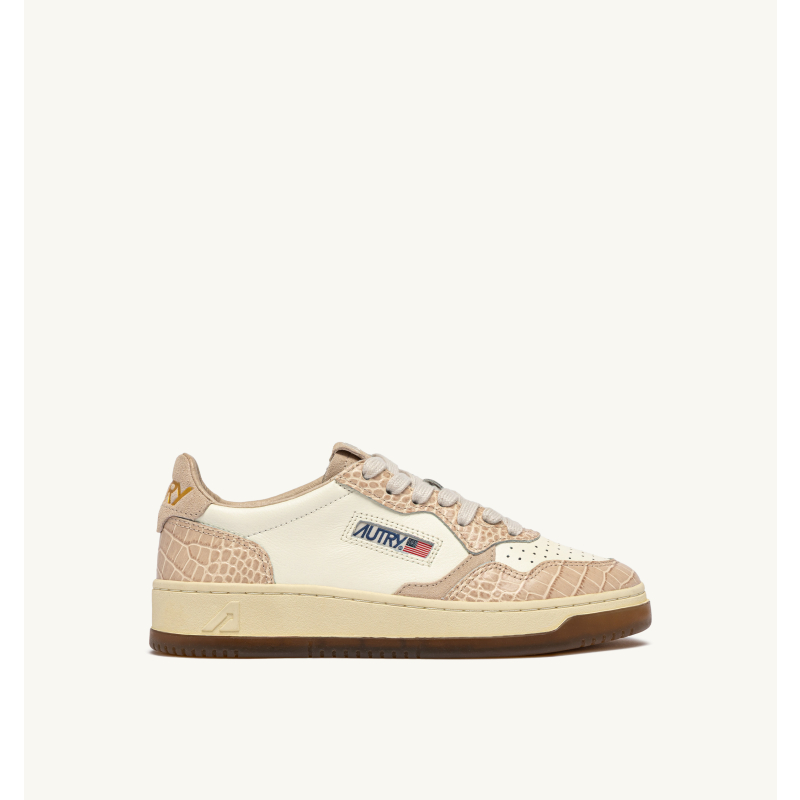 AUTRY INTERNATIONAL SRL Patike MEDALIST LOW WOM CZ01 LEATHER/COCCO PRINT MARSHMALLOW/IVORY/JZ2