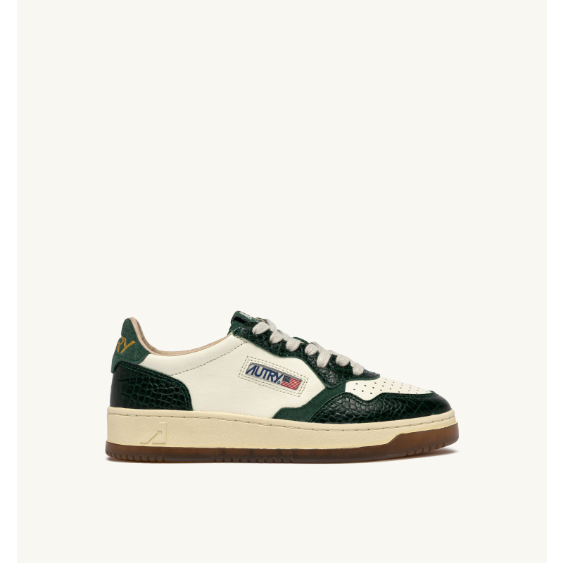 AUTRY INTERNATIONAL SRL Patike MEDALIST LOW WOM CZ02 LEATHER/COCCO PRINT MARSHMALLOW/GREEN/JZ2