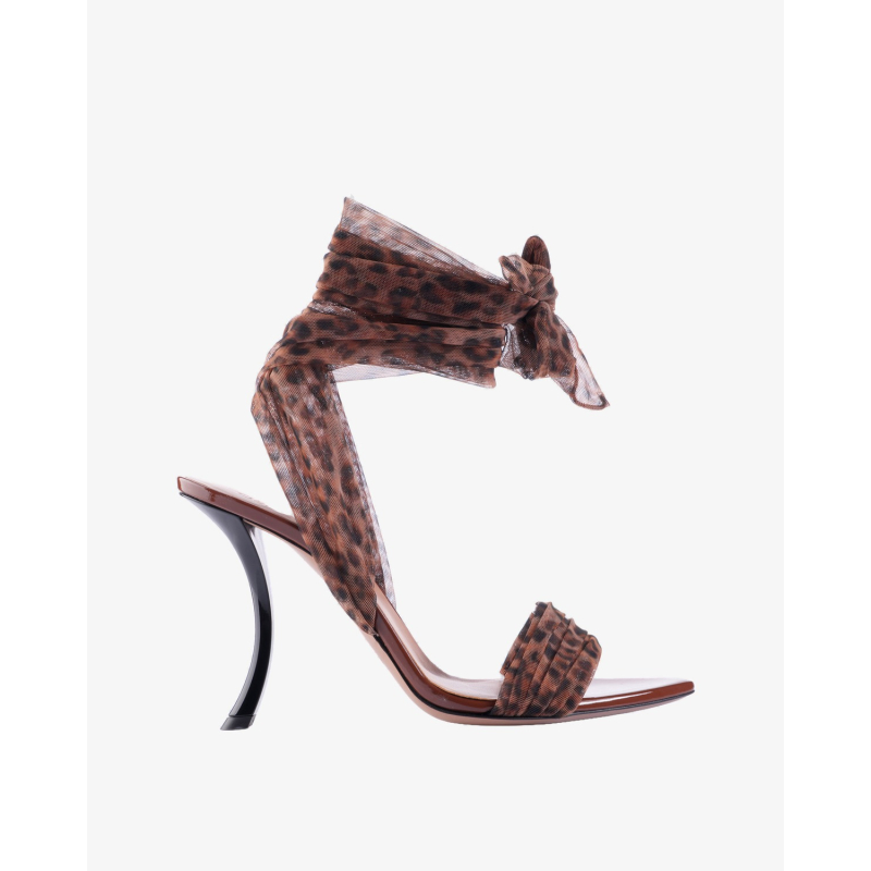 GEDEBE Sandale PARIS LACE-UP SANDAL 105/PL26 PRINTED TULLE LEOPARD