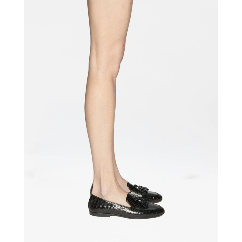 FRANCESCO RUSSO Cipele R2M005 PRINETED CROCODILE BLACK/JZ26
